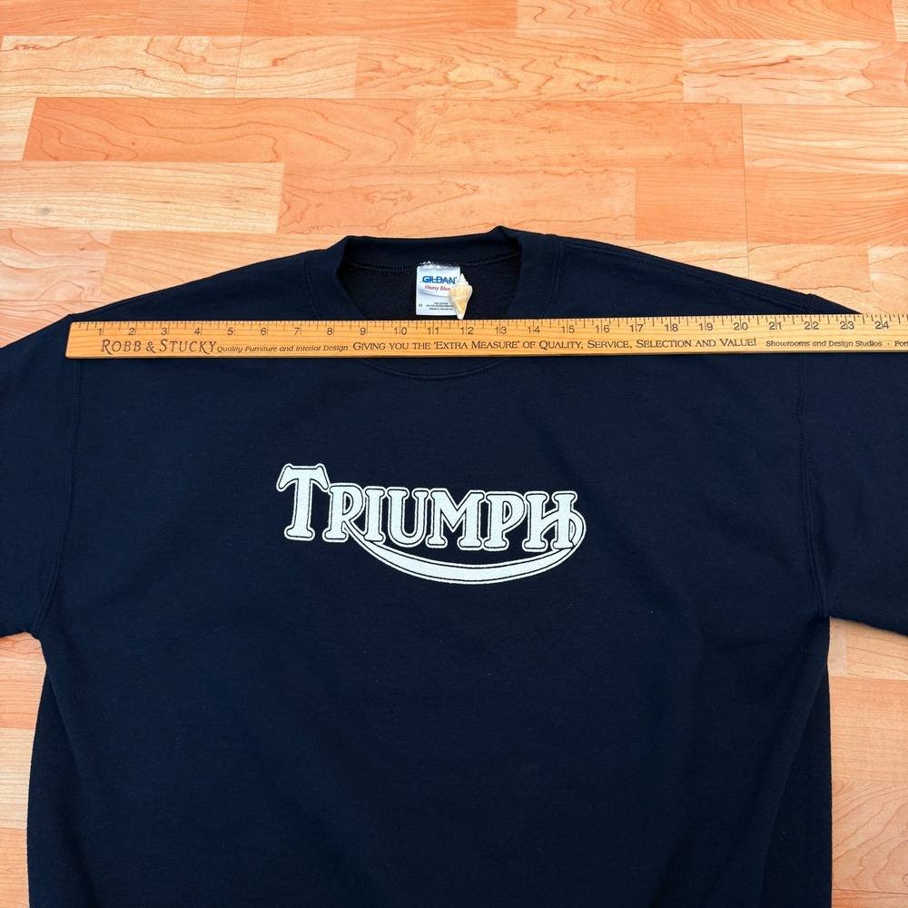 Vintage Triumph Motorcycles Graphic Crewneck Sweatshirt Black Mens Medium Gildan - Picture 7 of 8